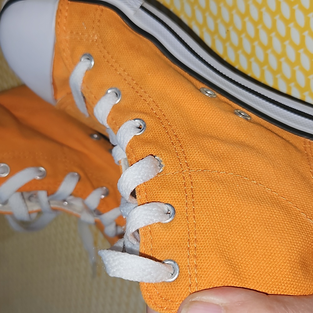 VGC Dunlop orange kids size 1 canvas Converse style high top vintage trainers - Picture 12 of 14